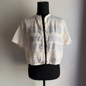 FRNCH Paris Ivory Button Front Top Women’s Size Small